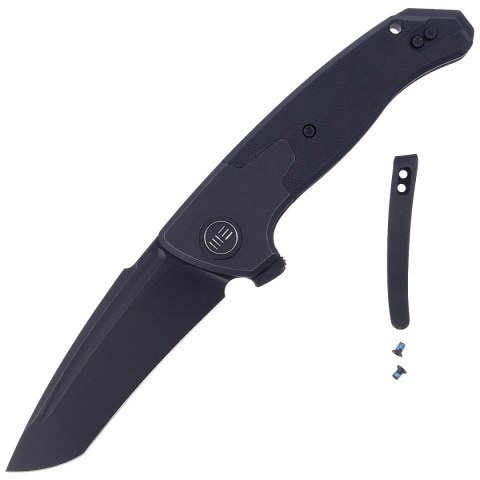 Nóż składany WE Knife Press Check Black Ti / Black G10, Black Stonewashed CPM 20CV by Allen Elishewitz (WE20078A-1) WE Knife