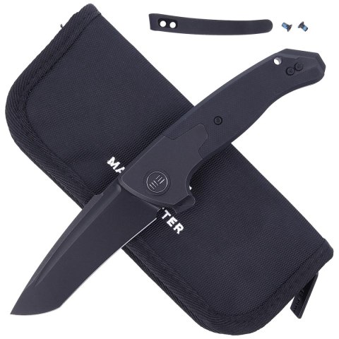 Nóż składany WE Knife Press Check Black Ti / Black G10, Black Stonewashed CPM 20CV by Allen Elishewitz (WE20078A-1) WE Knife