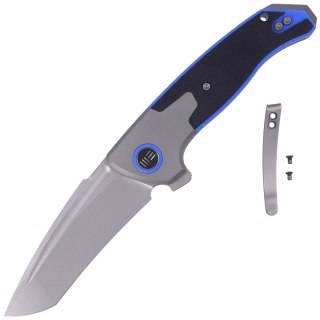 Nóż składany WE Knife Press Check Gray Ti / Black G10, Silver Bead Blasted by Allen Elishewitz (WE20078A-2) WE Knife