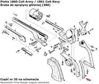 Śruba do sprężyny głównej Colt Navy 1851, Colt Army 1860, Remington 1858 (380) Pietta Firearms