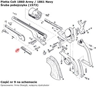 Śruba pobojczyka do rewolweru 1860 Colt Army, 1861 Colt Navy (1573) Pietta Firearms