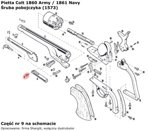 Śruba pobojczyka do rewolweru 1860 Colt Army, 1861 Colt Navy (1573) Pietta Firearms