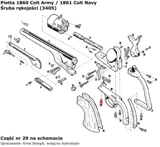 Śruba rękojeści 1836 Colt Paterson, 1851 Colt Navy, 1860 Colt Army, 1858 Remington (3405) Pietta Firearms