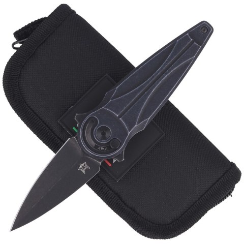 Nóż FOX Saturn Left Handed, Black Aluminium, Black Stonewashed N690Co by Denis Simonutti (FX-551 SX ALB) FOX