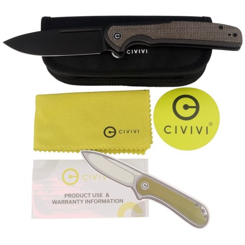 Nóż składany CIVIVI Voltaic Stainless / Green Micarta, Black Stonewashed 14C28N (C20060-3) Civivi by WE Knife