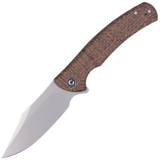 Nóż składany Civivi Sinisys Brown Burlap Micarta, Silver Bead Blasted 14C28N (C20039-2) Civivi by WE Knife