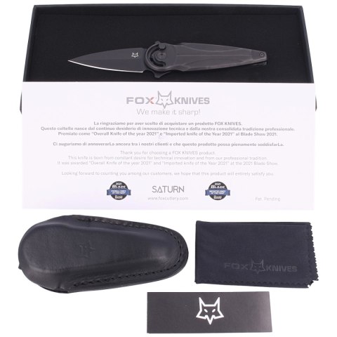 Nóż składany Fox Saturn Black Titanium, Stone Washed PVD M390 by Denis Simonutti (FX-551 TiPVD) FOX