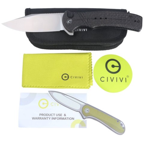 Nóż składany CIVIVI Cogent Black Micarta, Silver Bead Blasted 14C28N (C20038D-7) Civivi by WE Knife