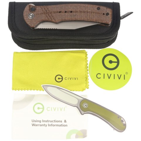 Nóż składany CIVIVI Cogent Brown Micarta, Silver Bead Blasted 14C28N (C20038D-6) Civivi by WE Knife