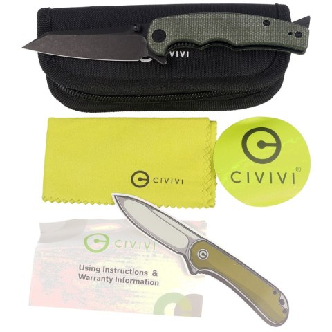 Nóż składany Civivi P87 Micarta Green, Black Stonewashed Nitro-V by Kaila Cumings (C21043-3) Civivi by WE Knife