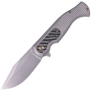 Nóż składany Fox Eastwood Tiger Sandblasted Titanium/CF, Coarse Stonewashed by Gudy Van Poppel (FX-524 TICF) FOX