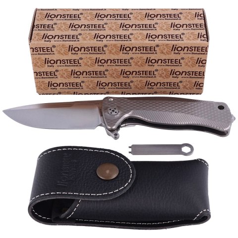 Nóż składany LionSTEEL SR22 Grey Titanium, Satin Sleipner by Molletta (SR22 G) LionSteel