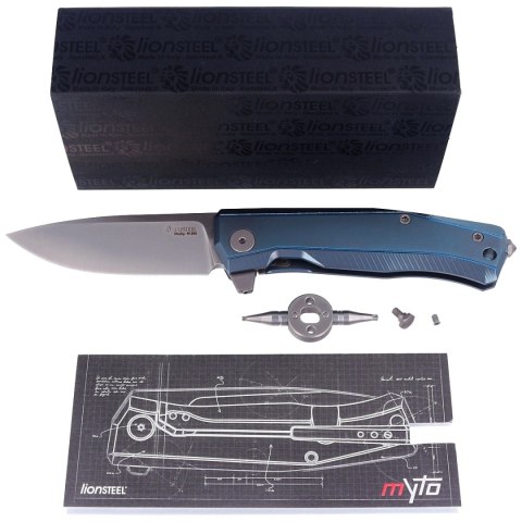 Nóż składany LionSteel Myto Blue Titanium, Satin M390 by Molletta (MT01 BL) LionSteel