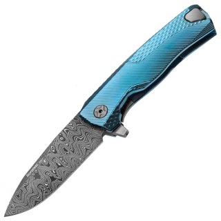 Nóż składany LionSteel ROK Blue Titanium, Chad Nichols Scrambled Damascus (ROK DD BL) LionSteel