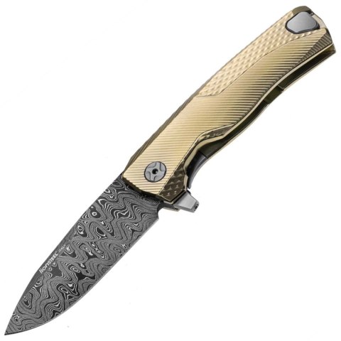 Nóż składany LionSteel ROK Gold Titanium, Chad Nichols Scrambled Damascus (ROK DD GL) LionSteel