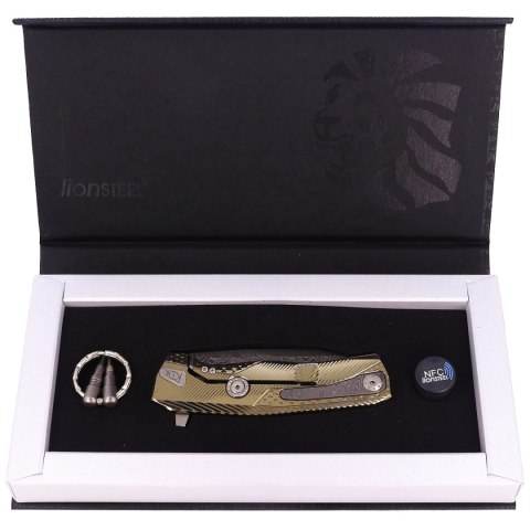 Nóż składany LionSteel ROK Gold Titanium, Chad Nichols Scrambled Damascus (ROK DD GL) LionSteel