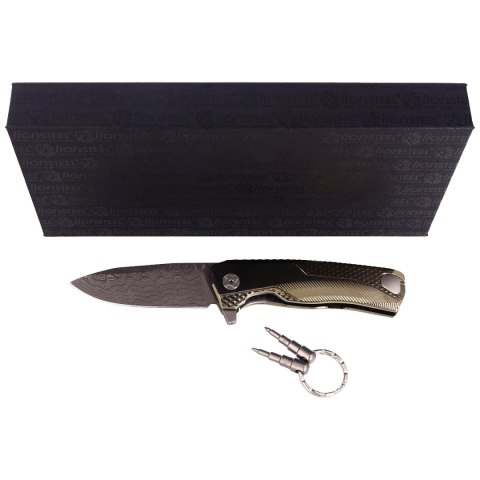 Nóż składany LionSteel ROK Gold Titanium, Chad Nichols Scrambled Damascus (ROK DD GL) LionSteel