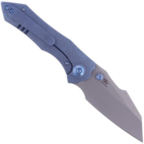 Nóż składany WE Knife High-Fin Blue Titanium, Gray Stonewashed CPM 20CV by Gavko Knives (WE22005-3) WE Knife