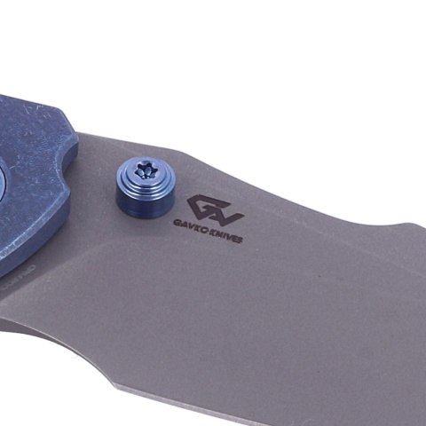 Nóż składany WE Knife High-Fin Blue Titanium, Gray Stonewashed CPM 20CV by Gavko Knives (WE22005-3) WE Knife