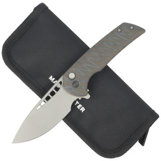 Nóż składany WE Knife Mini Malice Tiger Stripe Pattern Flamed Titanium, Silver Bead Blasted CPM 20CV by Ferrum Forge Knife Works WE Knife