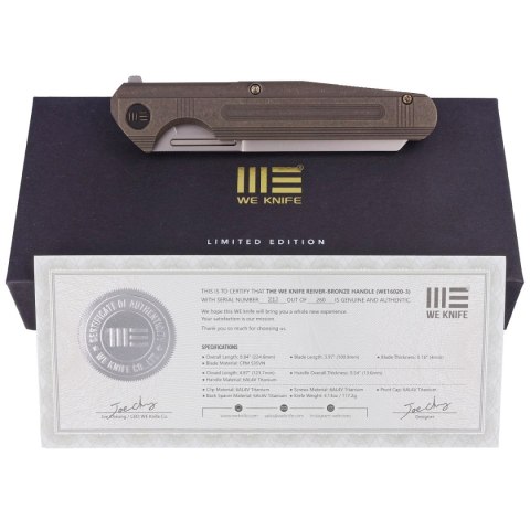 Nóż składany WE Knife Reiver LE No 212/260 Bronze Titanium, Silver Bead Blasted CPM S35VN (WE16020-3) WE Knife