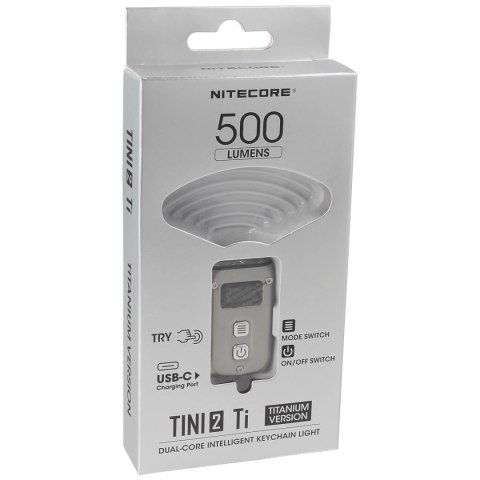 Latarka brelok NiteCore 500lm, Li-ion Battery / 280mAh, titanium (TINI2 Ti) NiteCore