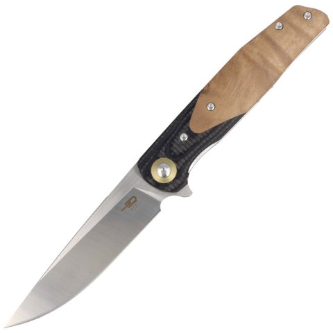 Nóż składany Bestech Ascot Black Carbon Fiber/G10 Lightburl Wood, Satin 14C28N (BG19D) Bestech Knives