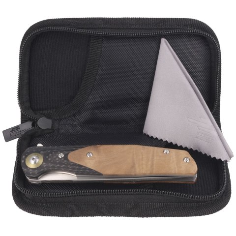 Nóż składany Bestech Ascot Black Carbon Fiber/G10 Lightburl Wood, Satin 14C28N (BG19D) Bestech Knives