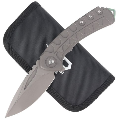 Nóż składany Bestech Buwaya Grey Titanium, Dark Bead Blast Stonewashed M390 by Kombou (BT2203B) Bestech Knives