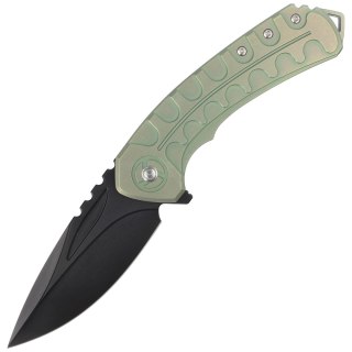 Nóż składany Bestech Buwaya Retro Green Titanium, Black Stonewashed M390 by Kombou (BT2203D) Bestech Knives