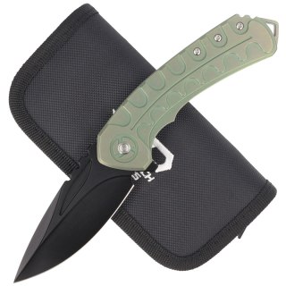 Nóż składany Bestech Buwaya Retro Green Titanium, Black Stonewashed M390 by Kombou (BT2203D) Bestech Knives