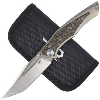 Nóż składany Bestech Togatta Light Bronze Titanium/Damascus Copper Carbon Fiber, Satin M390 by Koens Craft (BT2102G) Bestech Knives