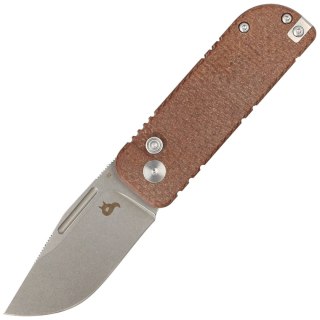 Nóż składany BlackFox NU-Bowie Brown Burlap Micarta, Coarse Stone Washed D2 by Keanu Alfaro (BF-758-MIB) FOX