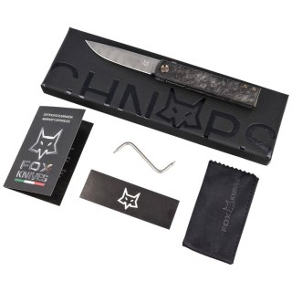 Nóż składany FOX Chnops Marble Carbon Fiber, Damasteel DS93X Gysinge by Riccardo Gobbato (FX-543 DCF) FOX
