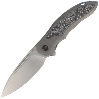 Nóż składany WE Knife Makani LE No 149/200 Gray Titanium / Aluminum Foil Carbon Fiber, Hand Rubbed Satin CPM 20CV by Anton Tkach WE Knife