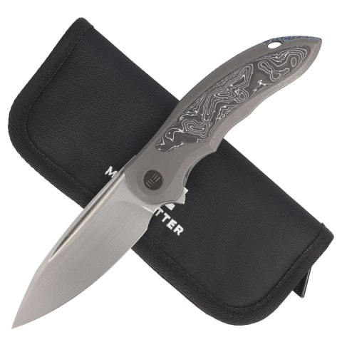 Nóż składany WE Knife Makani LE No 149/200 Gray Titanium / Aluminum Foil Carbon Fiber, Hand Rubbed Satin CPM 20CV by Anton Tkach WE Knife
