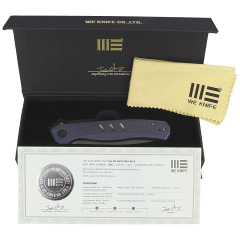 Nóż składany WE Knife Seer LE No 576/610 Blue Titanium, Rubber Silver CPM 20CV (WE20015-2) WE Knife
