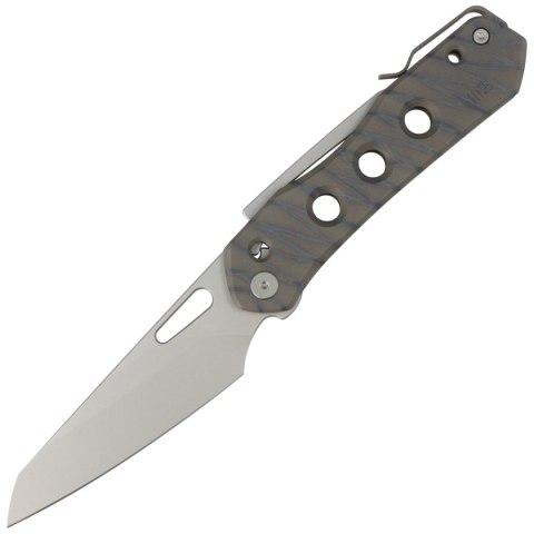 Nóż składany WE Knife Vision R Tiger Stripe Titanium, Silver Bead Blasted CPM 20CV by Snecx Tan (WE21031-6) WE Knife
