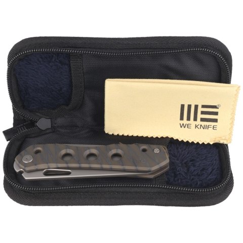 Nóż składany WE Knife Vision R Tiger Stripe Titanium, Silver Bead Blasted CPM 20CV by Snecx Tan (WE21031-6) WE Knife