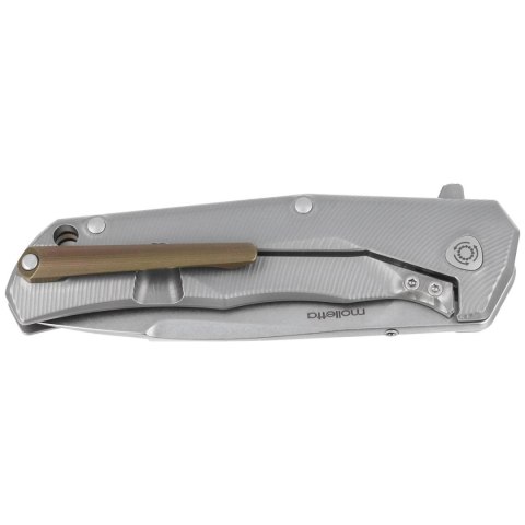 Nóż składany LionSteel T.R.E. Grey / Bronze Titanium, Stone Washed M390 by Molletta (TRE BR) LionSteel
