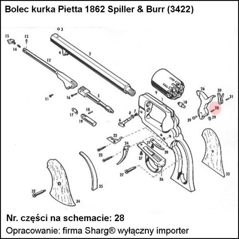 Bolec kurka Pietta 1858 Remington, 1862 Spiller & Burr (3422) Pietta Firearms