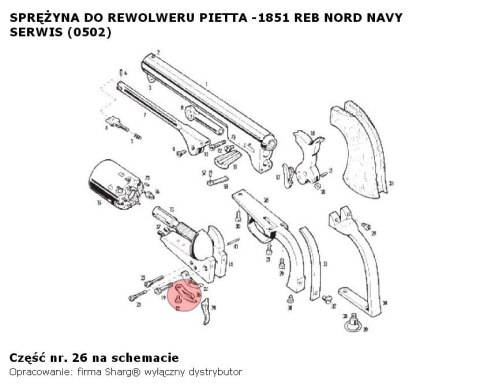 Sprężyna spustu i blokady bębna Pietta 1851 Colt REB Nord Navy, 1860 Colt Army, 1861 Colt Navy (502) Pietta Firearms