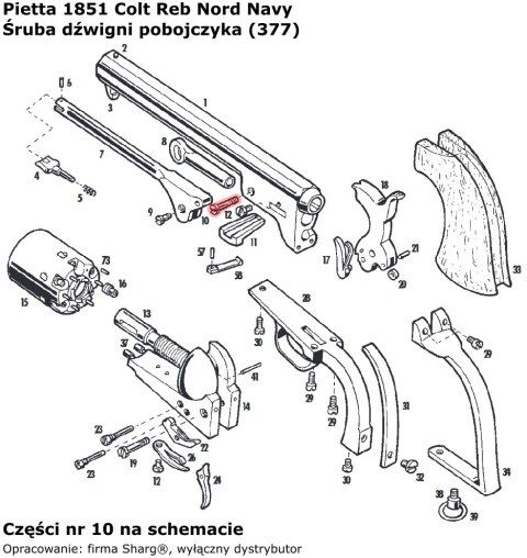 Śruba dźwigni pobojczyka Pietta 1851 Colt Navy (377) Pietta Firearms