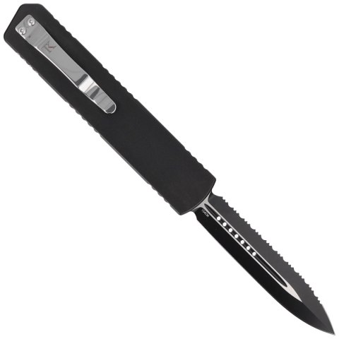 Nóż automatyczny OTF TacKnives TAKCOM Nighthawk V2 Double Edge Black Aluminum, DLC 154CM TacKnives