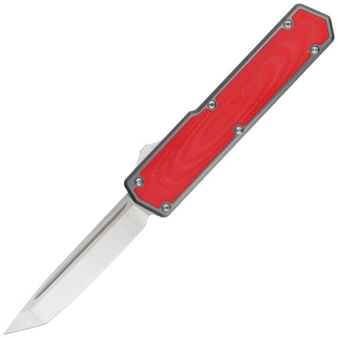 Nóż automatyczny OTF TacKnives TAKCOM Vigor V2 Red G10 / Grey Aluminum, Satin 154CM TacKnives