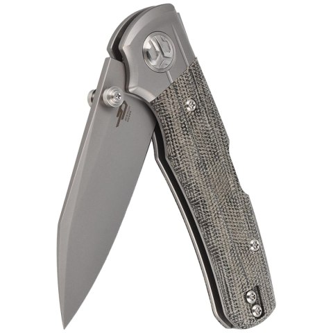 Nóż składany Bestech Tonic Grey Titanium/Black Canvas Micarta, Bead Blast Stonewashed M390 by Colin Maisonpierre (BT2204A) Bestech Knives