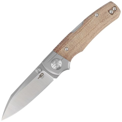 Nóż składany Bestech Tonic Grey Titanium/Natural Canvas Micarta, Satin M390 by Colin Maisonpierre (BT2204B) Bestech Knives