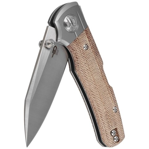 Nóż składany Bestech Tonic Grey Titanium/Natural Canvas Micarta, Satin M390 by Colin Maisonpierre (BT2204B) Bestech Knives