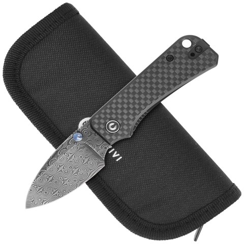 Nóż składany Civivi Baby Banter Twill Carbon Fiber overlay on Black G10, Black Hand Rubbed Damascus by Ben Petersen (C19068S-DS1 Civivi by WE Knife