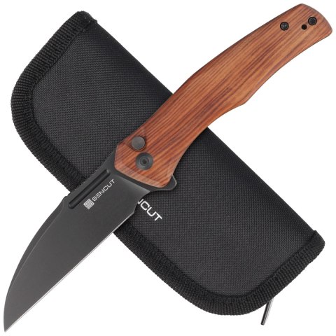 Nóż składany Sencut Watauga Cuibourtia Wood, Black Stonewashed D2 (S21011-4) Sencut by We Knife